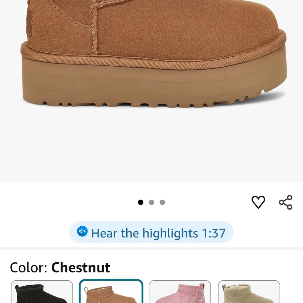 UGG Platform Tan (Chestnut) Sheepskin Kids Boots - Picture 7 of 8